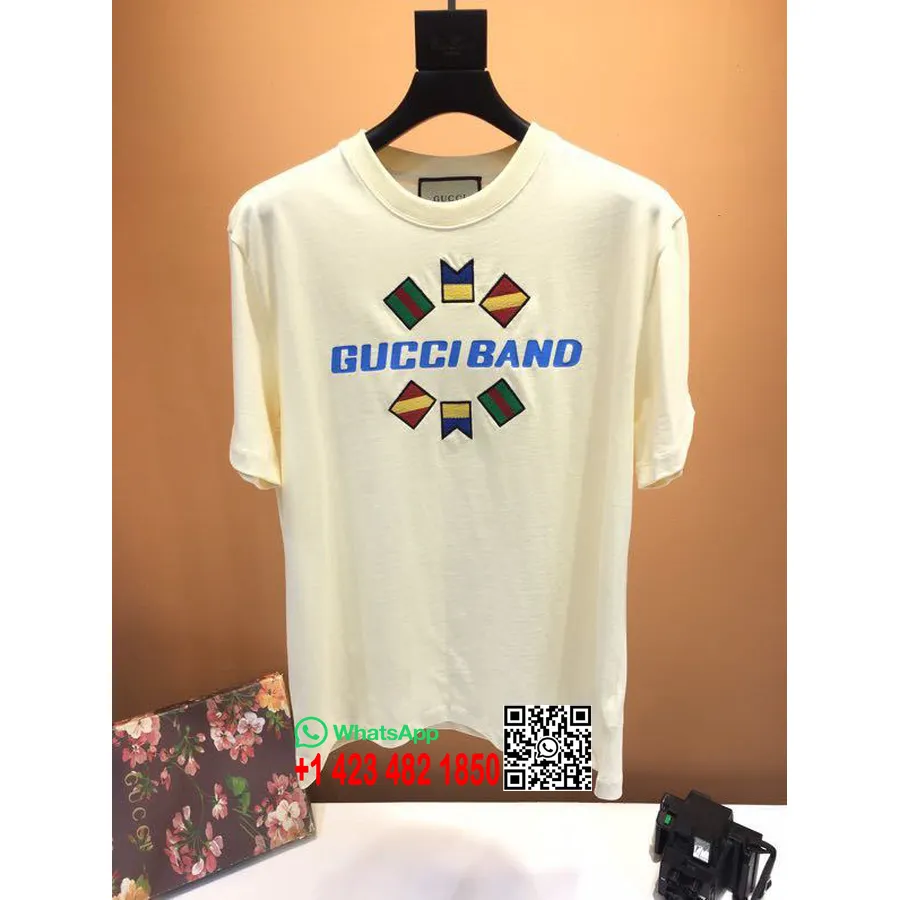 Gucci Band Oversized Bomuld T-shirt Forår/sommer 2020 Kollektion, Hvid