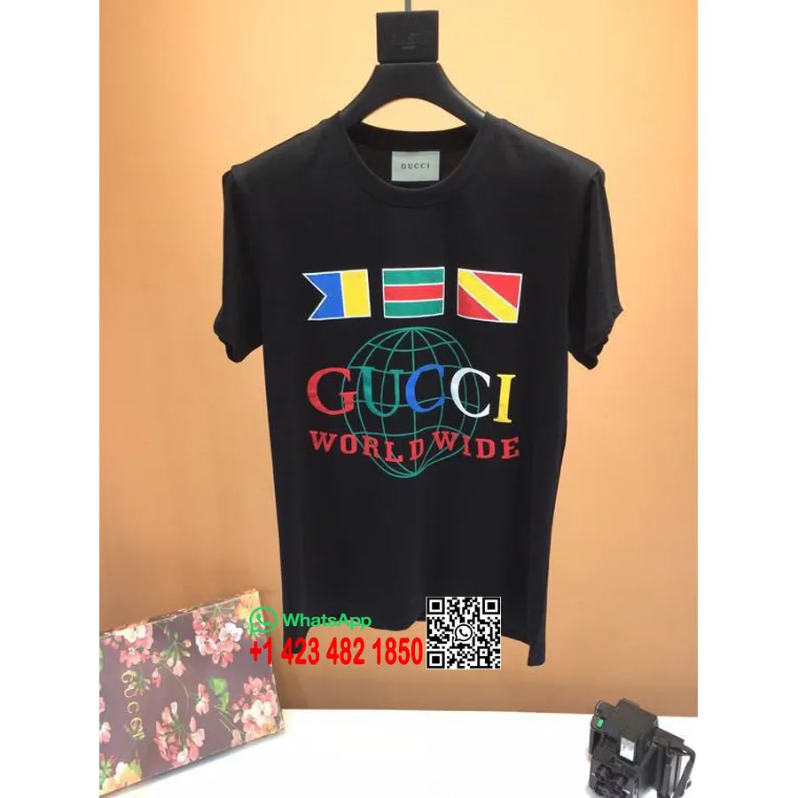 Camiseta Oversize De Algodón De Gucci Worldwide Colección Primavera/verano 2020, Negro