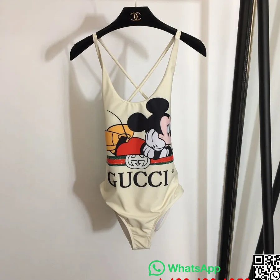 Maillot De Bain Une Pièce Gucci X Disney Mickey Mouse Collection Printemps/été 2020, Blanc