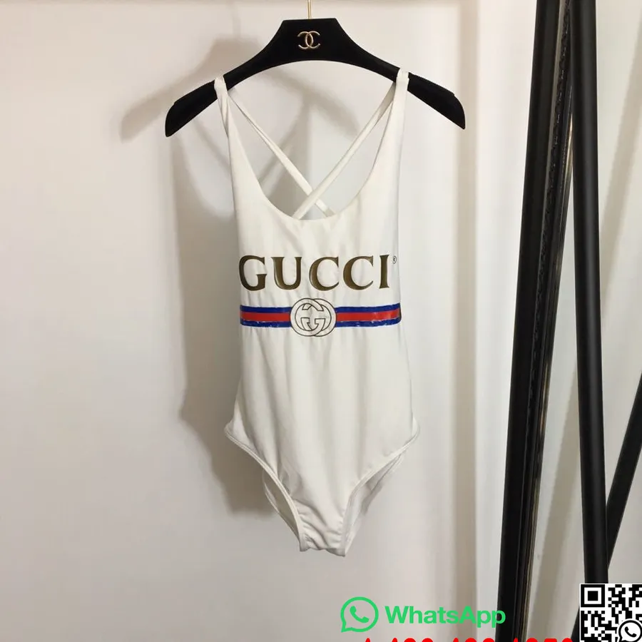 Maillot De Bain Une Pièce à Logo Gucci, Collection Printemps/été 2020, Blanc