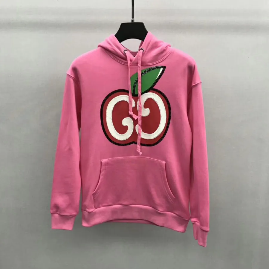 Gucci õuna Logoga ülisuur Puuvillane Hoodie 2019 Sügis/talv Kollektsioon, Roosa