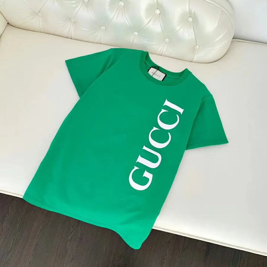 Camiseta Extragrande De Algodón Con Logo Vertical De Gucci Colección Otoño/invierno 2019, Verde