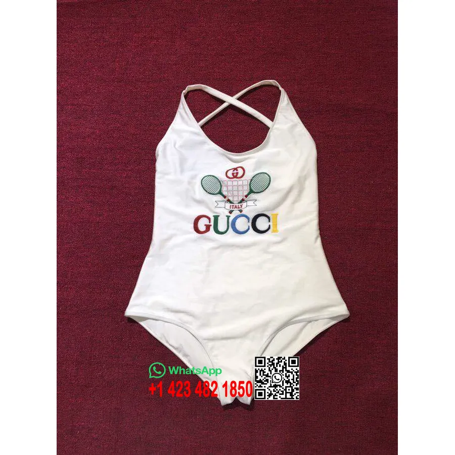 Maillot De Bain Une Pièce Gucci Tennis Collection Printemps/été 2019, Blanc