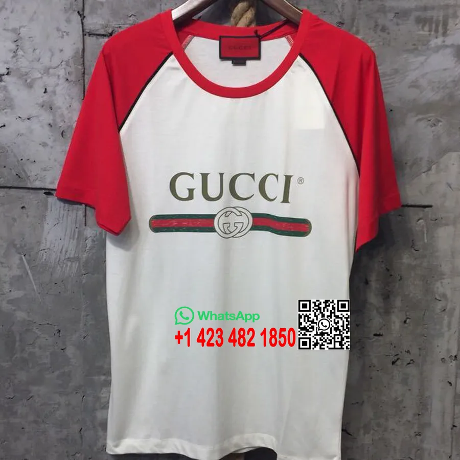 Gucci Guccification Blind For Love Print T-shirt Herr Cruise 2019 Collection, Röd/vit