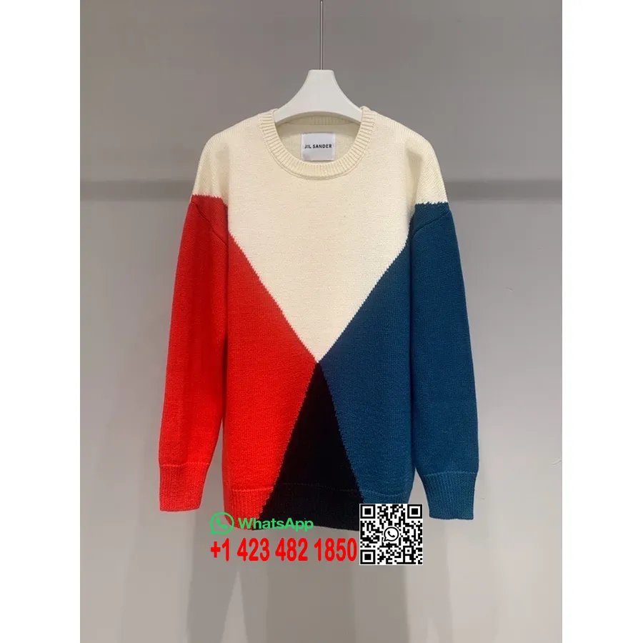 Pulover Colorblock Jil Sander Colectia Primavara/vara 2022, Alb/rosu/albastru