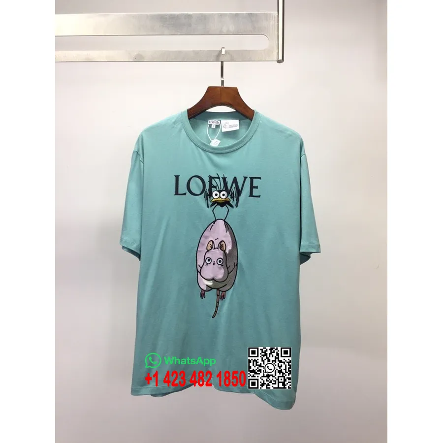 Loewe Yu Bird T Kortærmet T-shirt Forår/sommer 2022 Kollektion, Mintblå