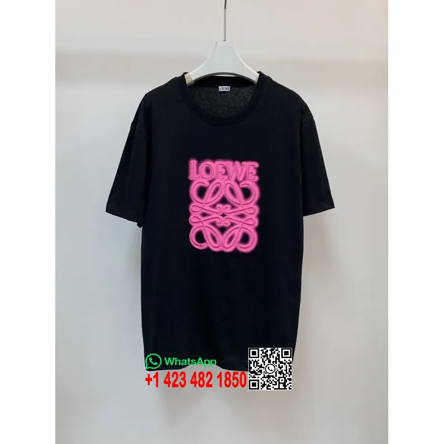 Loewe Anagram T-shirt Forår/sommer 2022 Kollektion, Sort/neon Pink