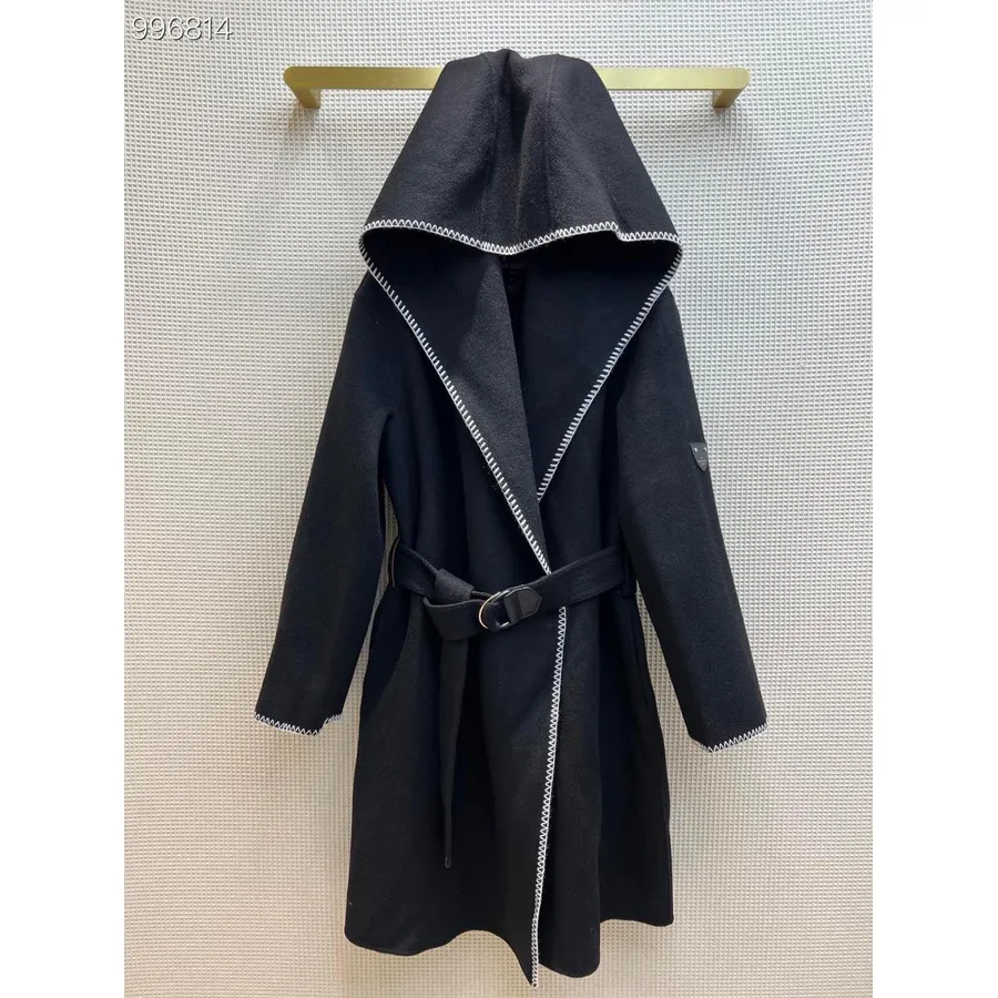 Louis Vuitton Hooded Wrap Mantel Panjang Koleksi Musim Gugur/dingin 2022, Hitam