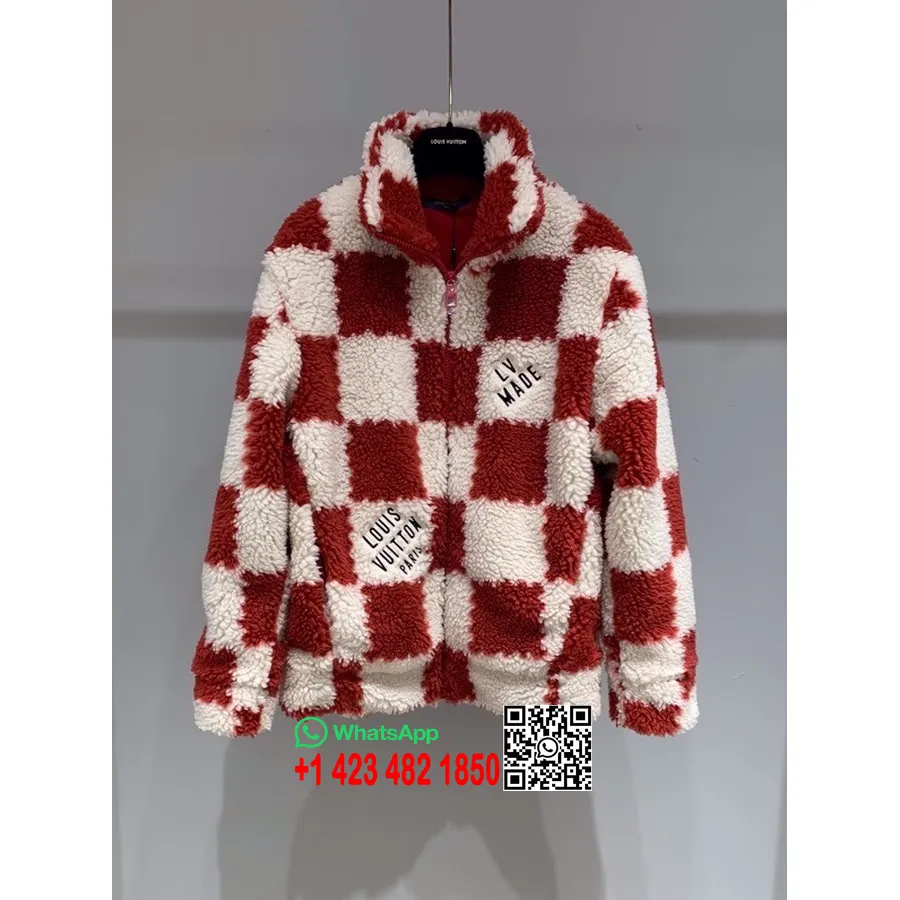 Louis Vuitton Shearling Fur Jacket Spring/Summer 2022 Collection, Burgundy/White