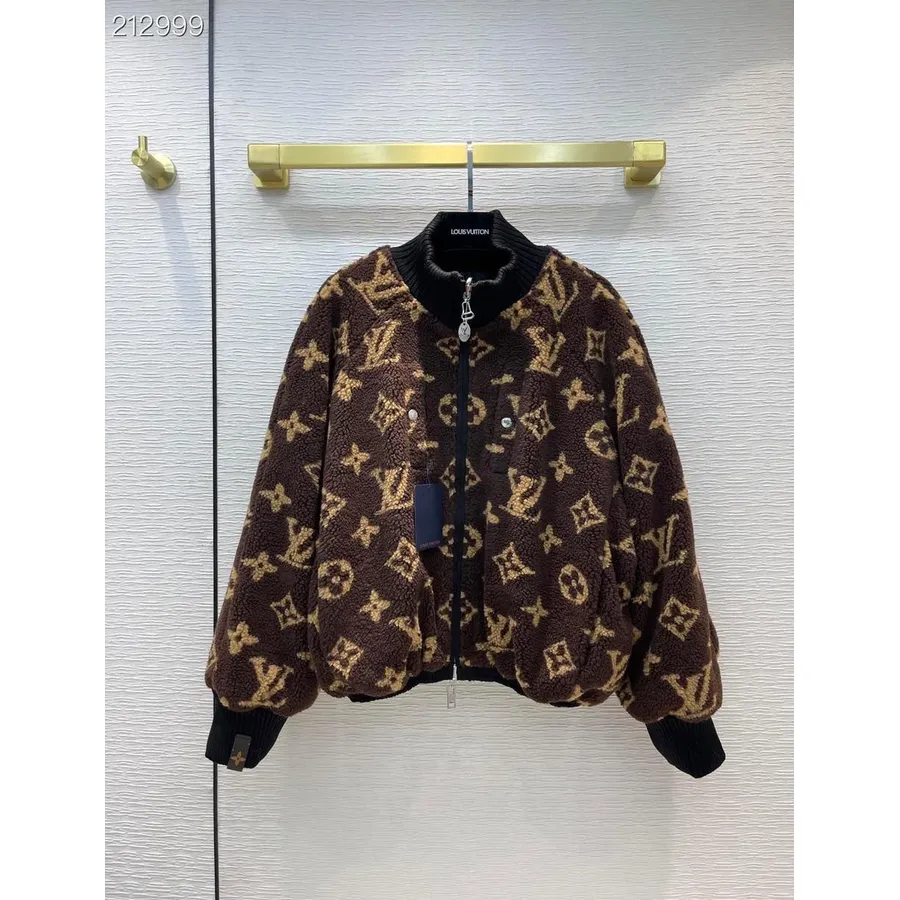 Louis Vuitton Shearling Bomber Vändbar Jacka Höst/vinter 2021 Kollektion, Brun