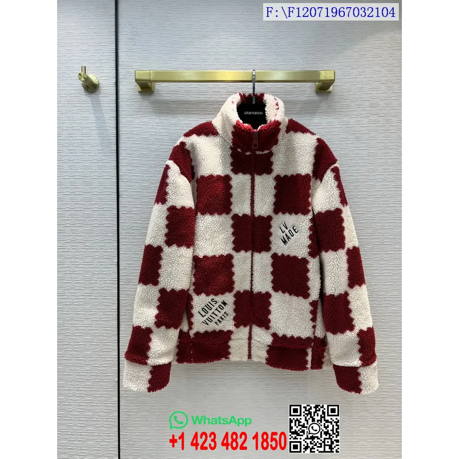 Louis Vuitton Nigo Jacquard Fleece Jacket Shearling Fur  Fall/Winter 2021 Collection, Burgundy