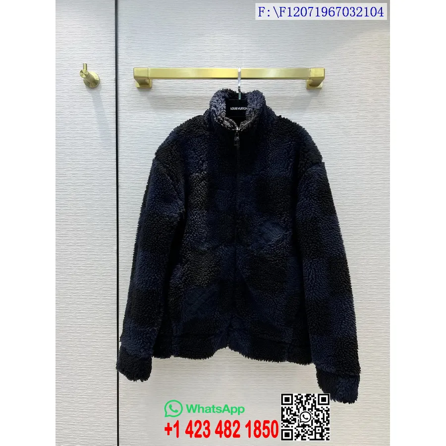 Louis Vuitton Nigo Jacquard Fleecejacka Shearling Päls Höst/vinter 2021 Kollektion, Svart