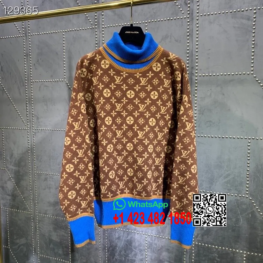 Koleksi Sweater Turtleneck Monogram Louis Vuitton Musim Gugur/dingin 2020, Coklat/biru