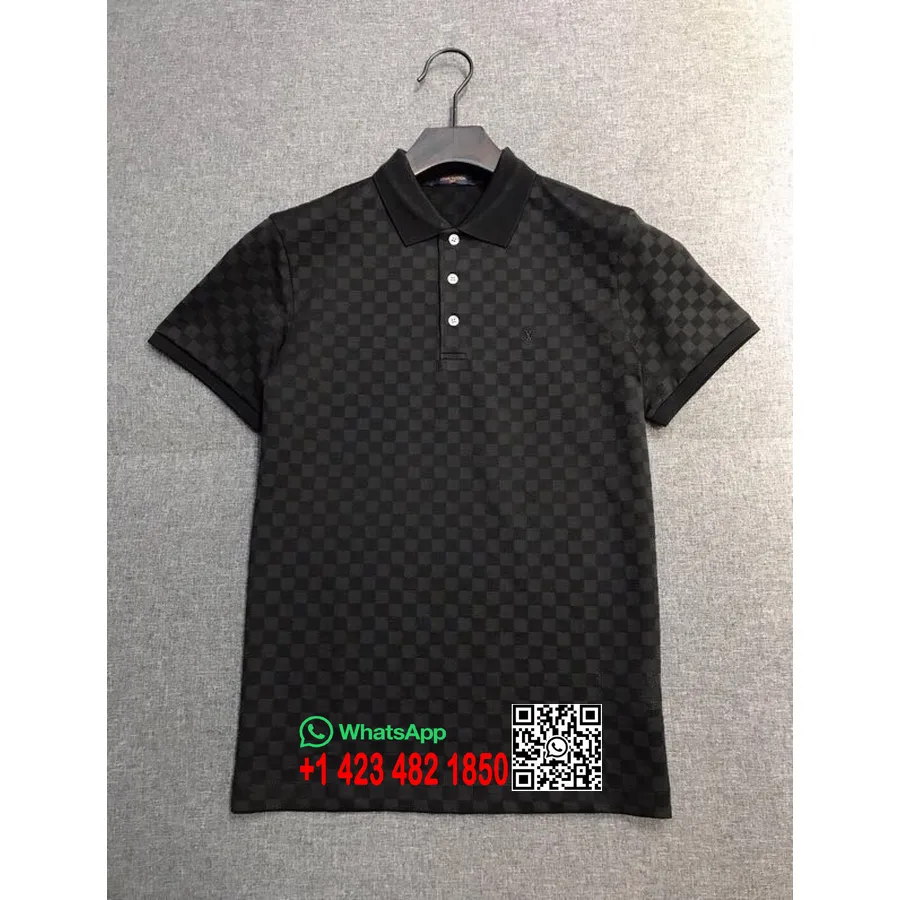 Louis Vuitton Damier Canvas Polo T-shirt Vår/sommar 2020 Kollektion, Svart