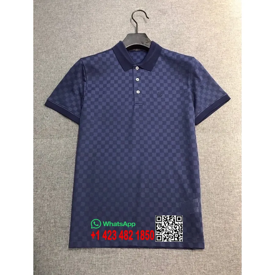 Louis Vuitton Damier Canvas Polo Camiseta Coleção Primavera/verão 2020, Azul Marinho