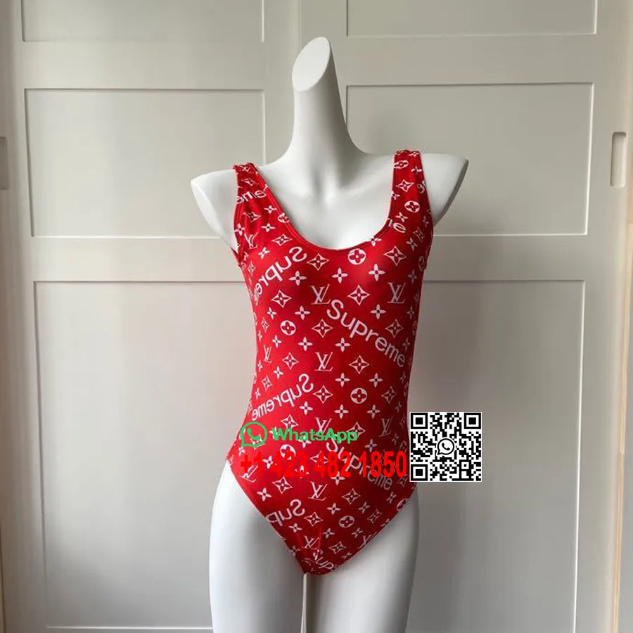 Costume Da Bagno Bikini Intero Louis Vuitton Collezione Primavera/estate 2020, Rosso/bianco