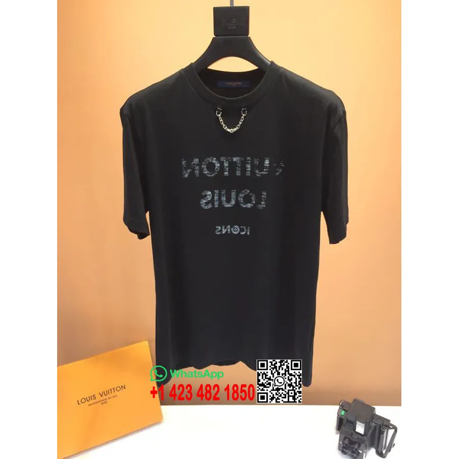 Louis Vuitton Icons Oversized Bomull T-shirt Vår/sommar 2020 Kollektion, Svart