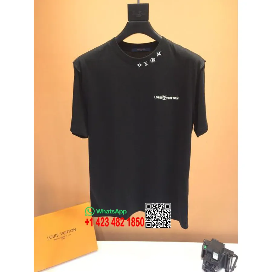 Camiseta Extragrande De Algodón Con Cuello Monograma De Louis Vuitton Colección Primavera/verano 2020, Negro