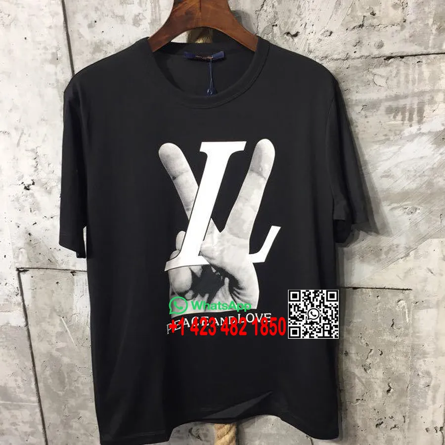 Louis Vuitton Hand Lv Tee Shirt Limited Edition Street Style T-shirt Heren Lente/zomer 2018 Collectie, Zwart