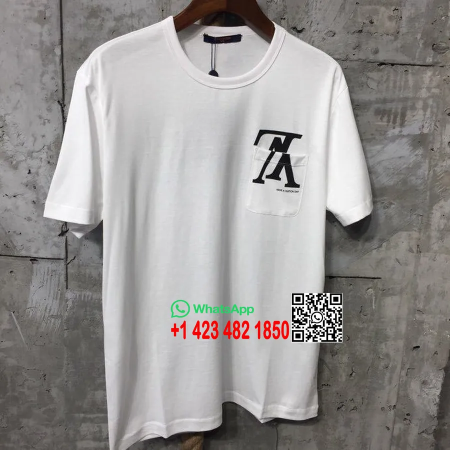 Louis Vuitton Motif De Poche Lv à L'envers édition Limitée T-shirt Style Rue Collection Homme Printemps/été 2018, Blanc