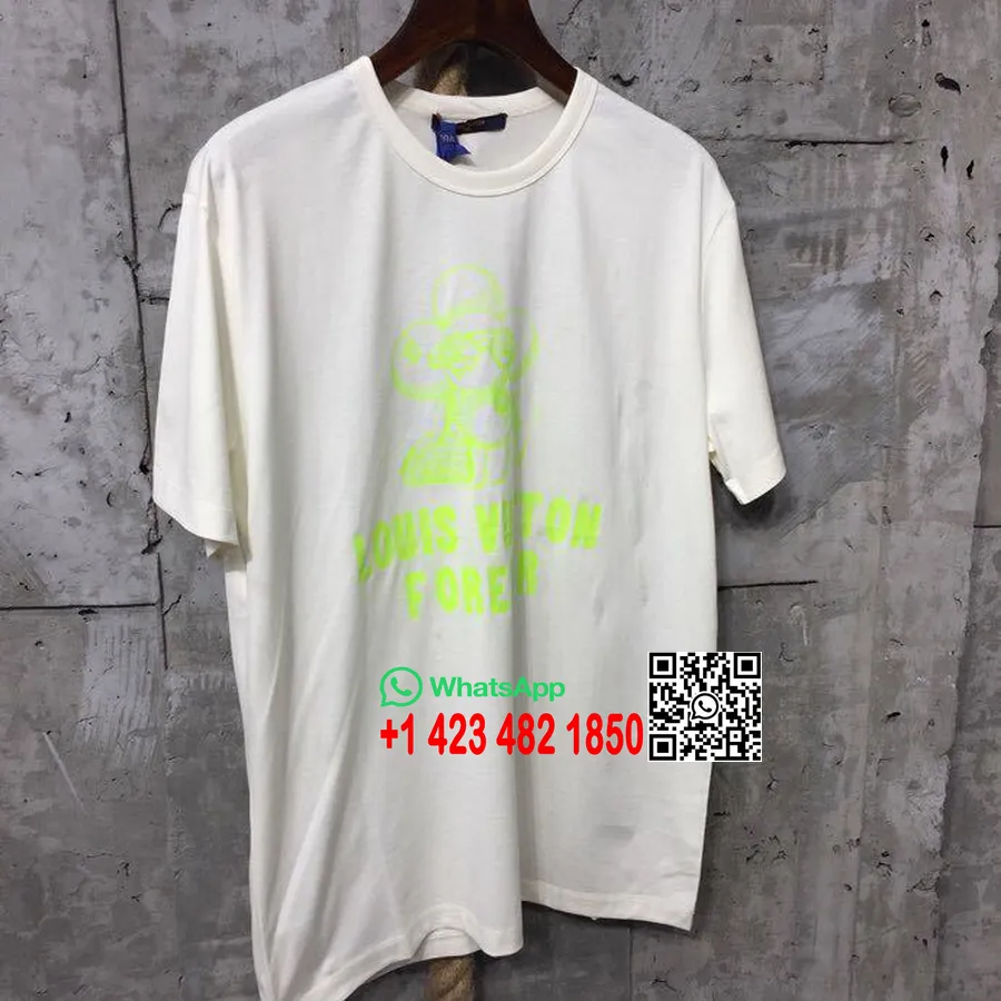 Louis Vuitton Vivienne Forever Limited Edition Street Style T-shirt Collection Homme Printemps/Été 2018, Blanc/Jaune Néon