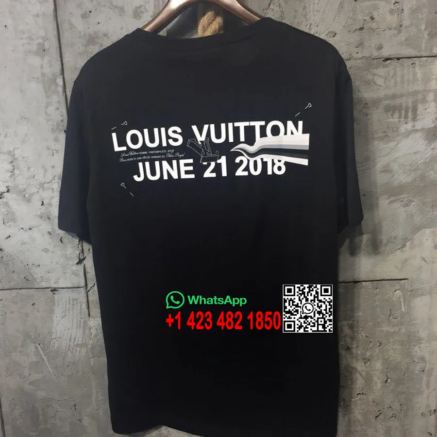 Louis Vuitton X Virgil Abloh 21.6.2018 Street Style T-paita Miesten Kevät/kesä 2018 Mallisto, Musta