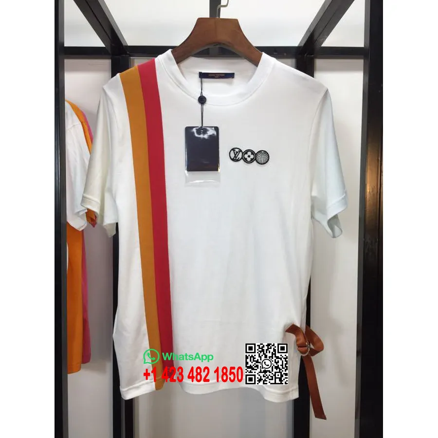 T-shirt Oversize In Cotone Louis Vuitton A Righe Con Monogramma, Collezione Primavera/estate 2020, Bianco/arancione