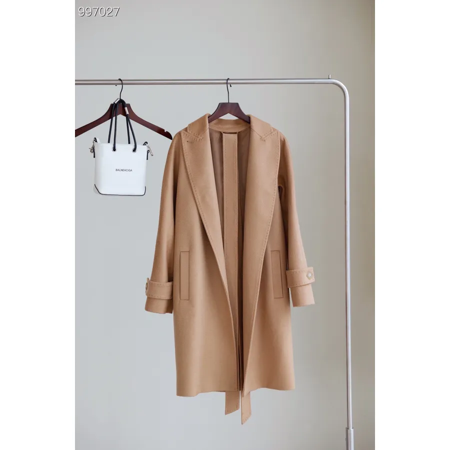 Max Mara Linda Double Face Beltefrakk Høst/vinter 2022 Kolleksjon, Beige