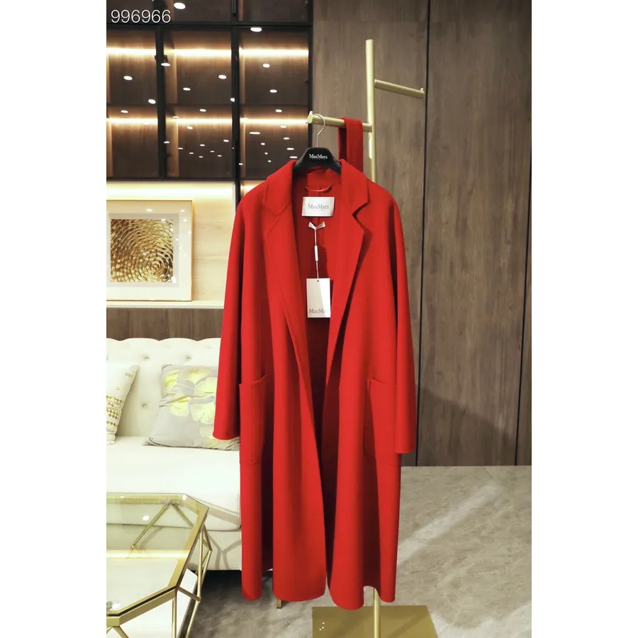 Max Mara Labbro Cashmere Wrap Casaco Longo Coleção Outono/inverno 2022, Vermelho