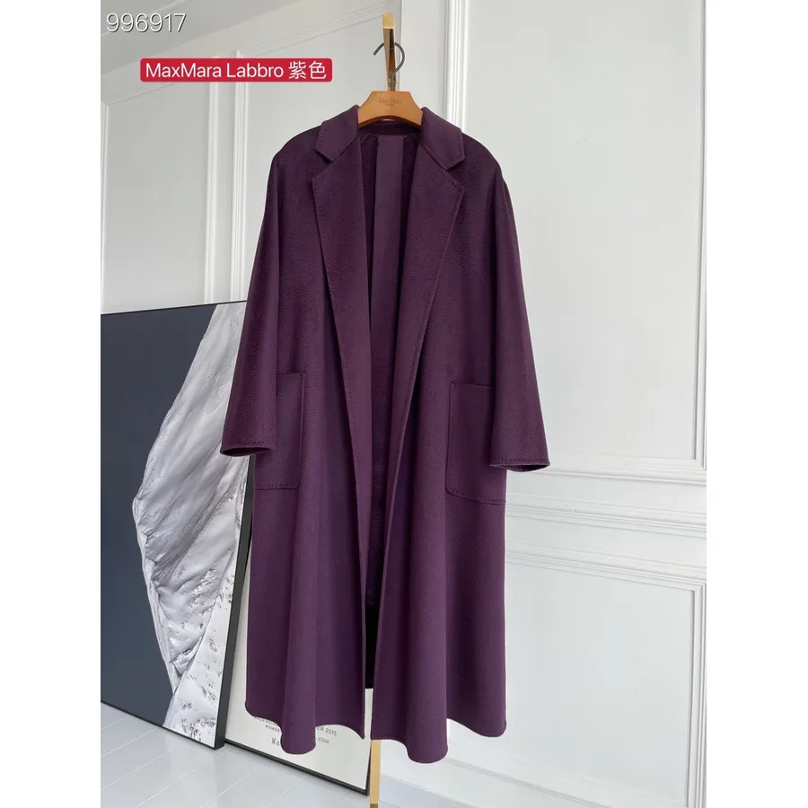 Max Mara Abrigo Largo Cruzado De Cachemira Labbro Colección Otoño/invierno 2022, Violeta