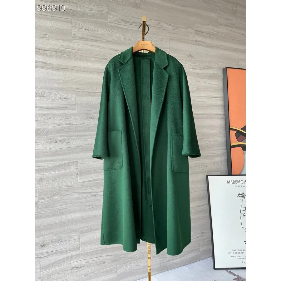 Max Mara Abrigo Largo Cruzado De Cachemira Labbro Colección Otoño/invierno 2022, Verde Oscuro