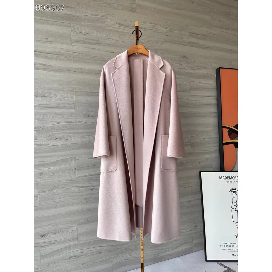 Max Mara Abrigo Largo Cruzado De Cachemira Labbro Colección Otoño/invierno 2022, Rosa Claro