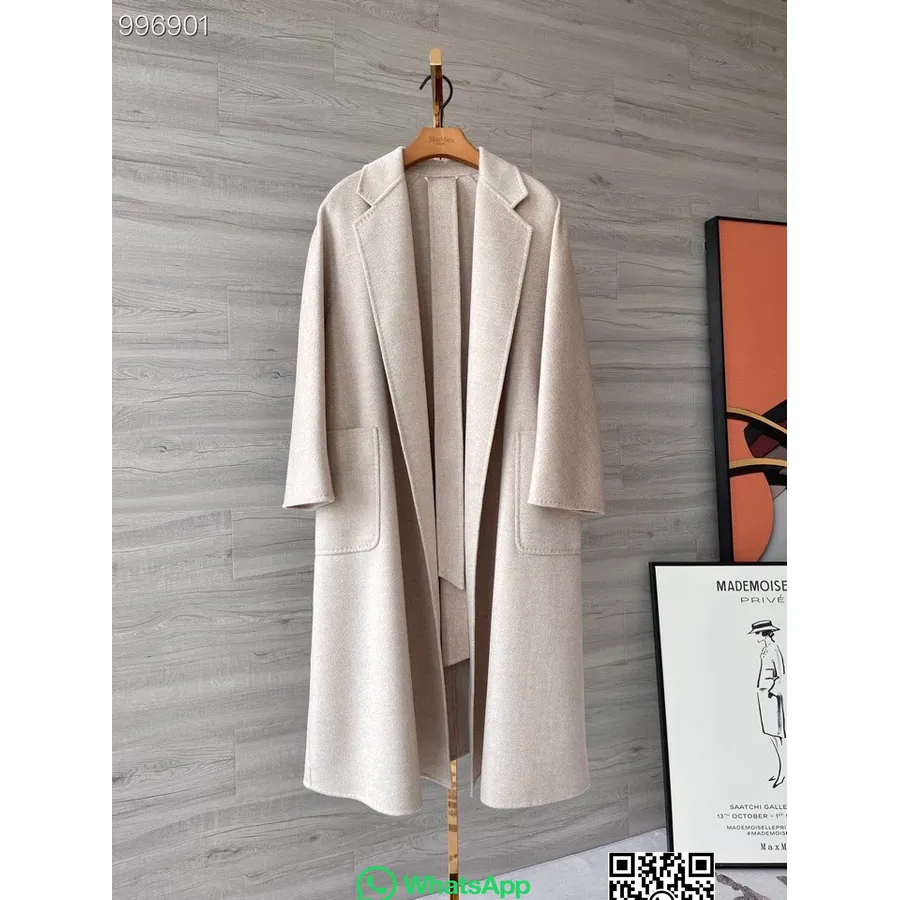 Max Mara Abrigo Largo Cruzado De Cachemir Labbro Colección Otoño/invierno 2022, Blanco Huevo