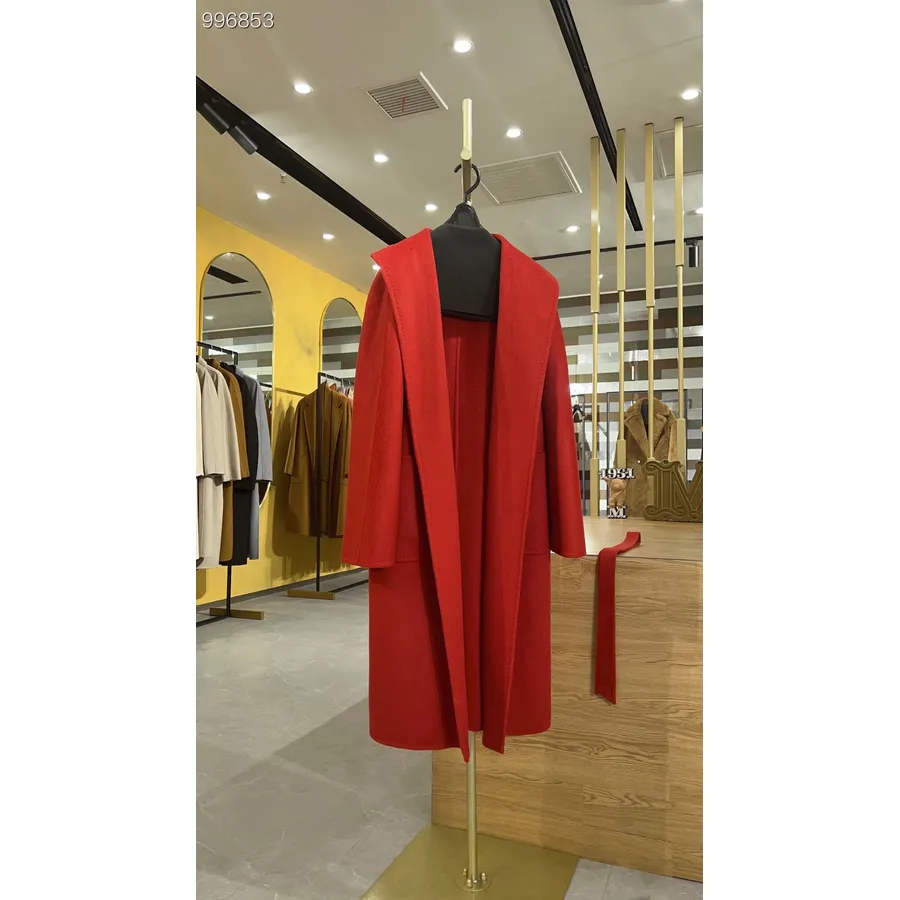 Max Mara Lilia Manteau En Cachemire Ceinturé Manteau Long Collection Automne/hiver 2022, Rouge