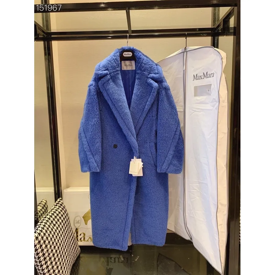 Max Mara Teddybär-wollmantel Herbst/winter 2020-kollektion, Elektrisches Blau