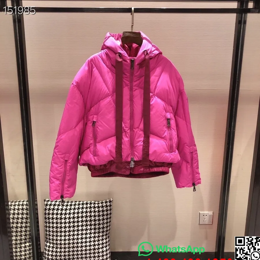 Moncler Dyne Neuf Four Flake Down Mellomlang Kåpe Høst/vinter 2020 Kolleksjon, Hot Pink