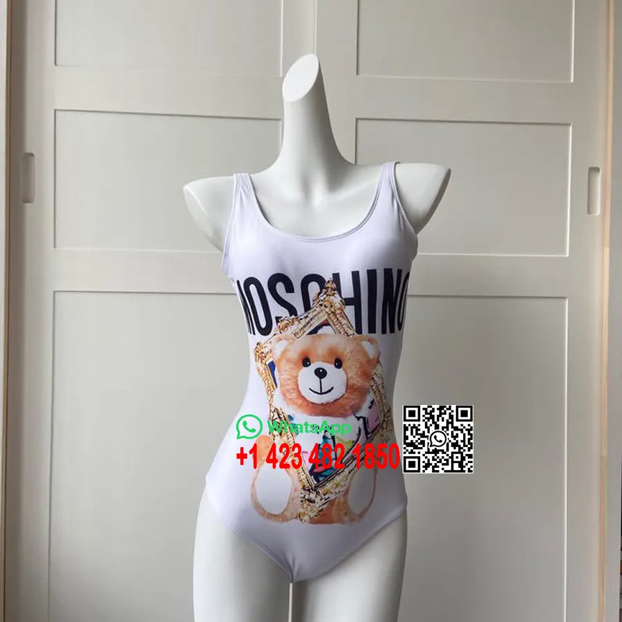 Сплошной купальник бикини Moschino Teddy Bear коллекция весна/лето 2020, белый