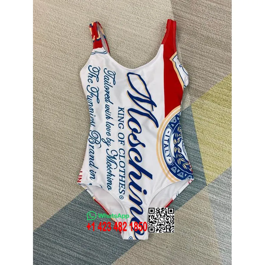 Moschino Budweiser Jednodielne Bikinové Plavky Kolekcia Jar/leto 2020, Modré