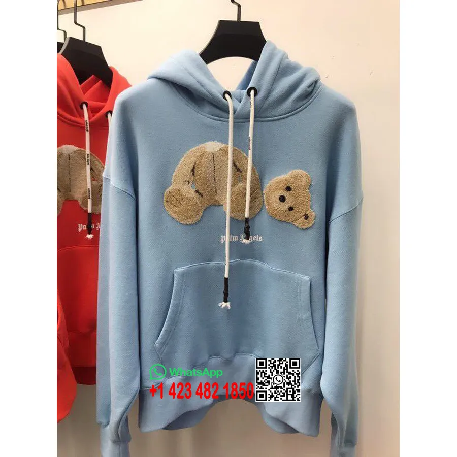 Palm Angels Teddy Bear Moletom Com Capuz Coleção Primavera/verão 2019, Azul Claro