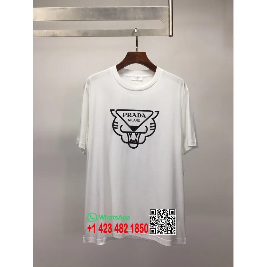 Camiseta Prada Panther De Manga Corta Colección Primavera/verano 2022, Blanco