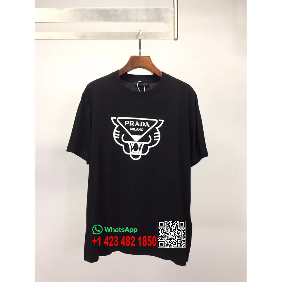 Camiseta Prada Panther De Manga Corta Colección Primavera/verano 2022, Negro