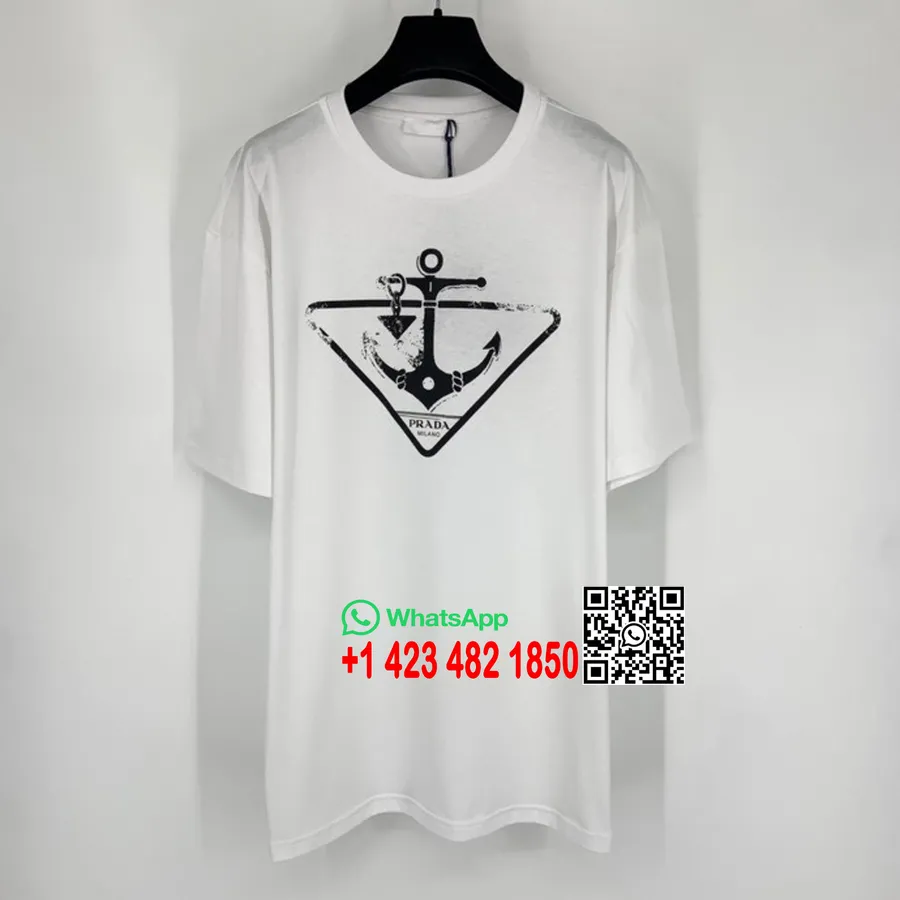 Camiseta Oversize De Manga Corta Con Logo De Prada Colección Primavera/verano 2022, Blanco