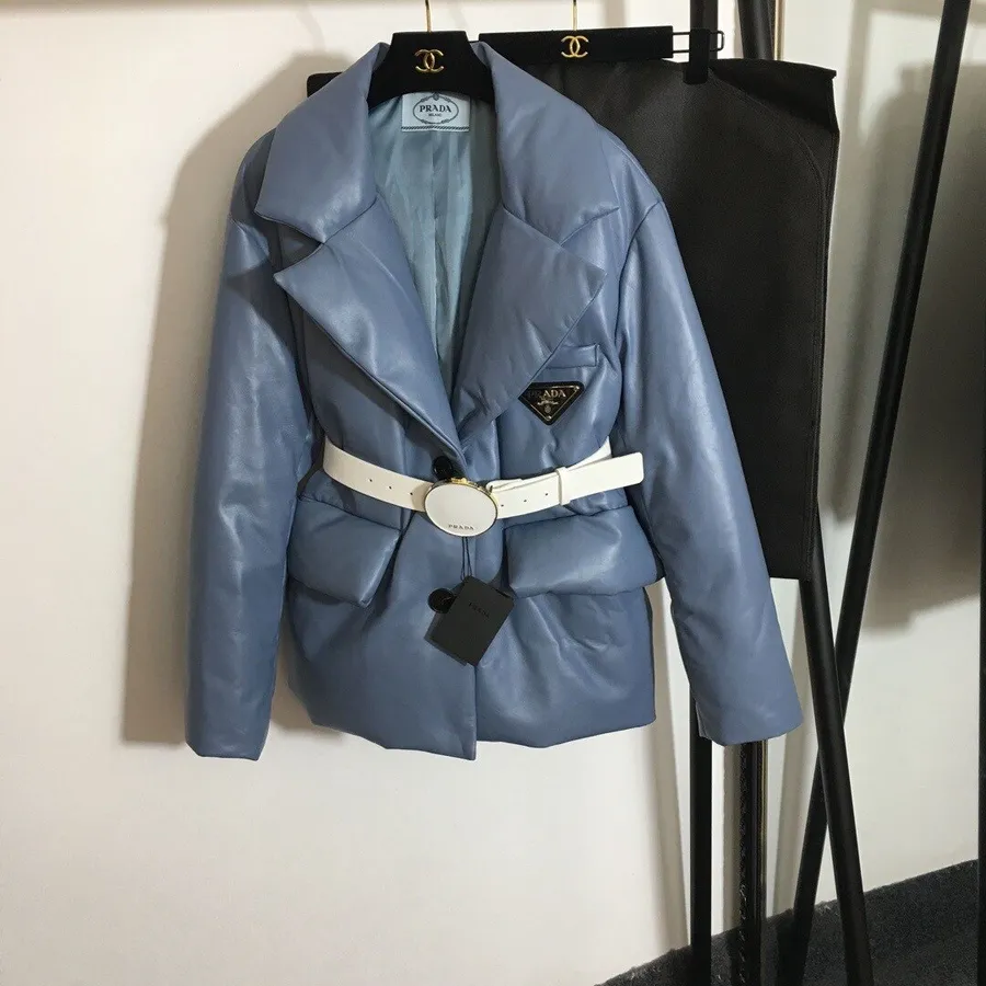 Prada Piumino Cappotto In Pelle Di Montone Collezione Autunno/inverno 2020, Blu