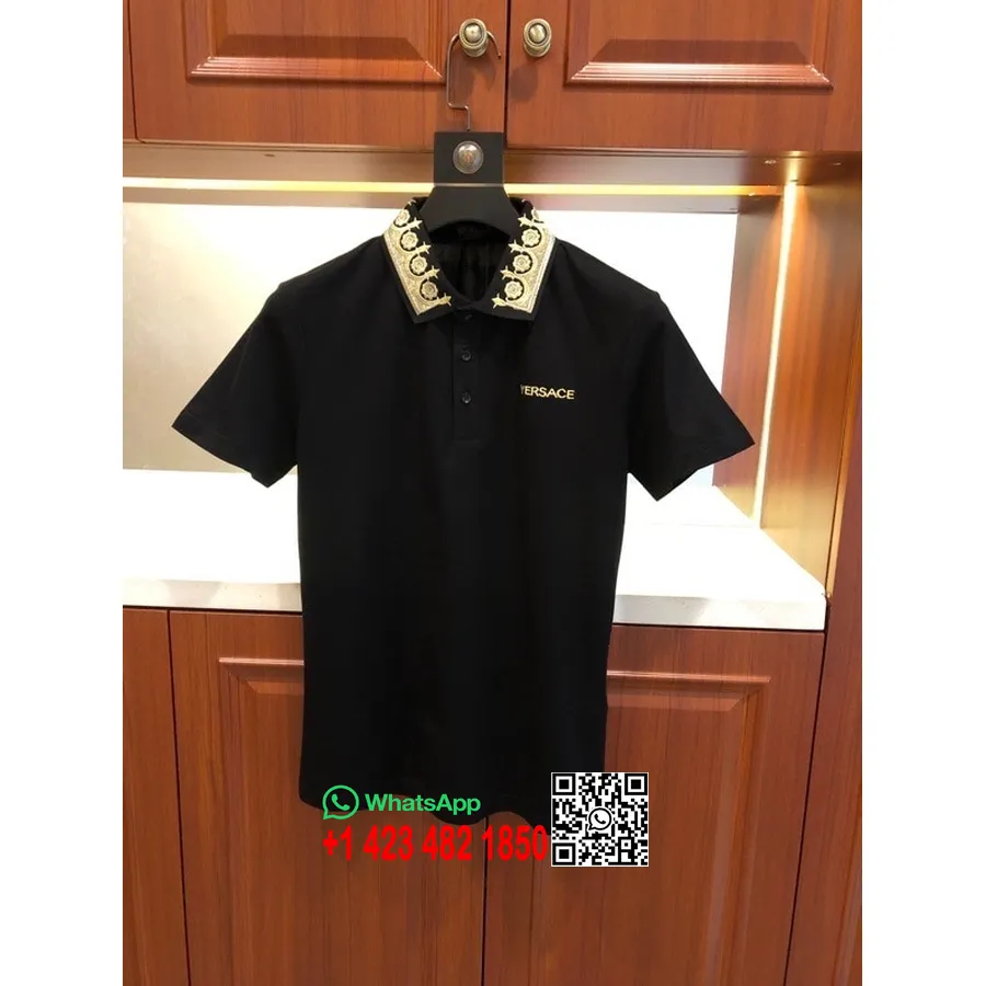 Tricou Polo Cu Logo Versace Medusa Colectia Primavara/vara 2020, Negru