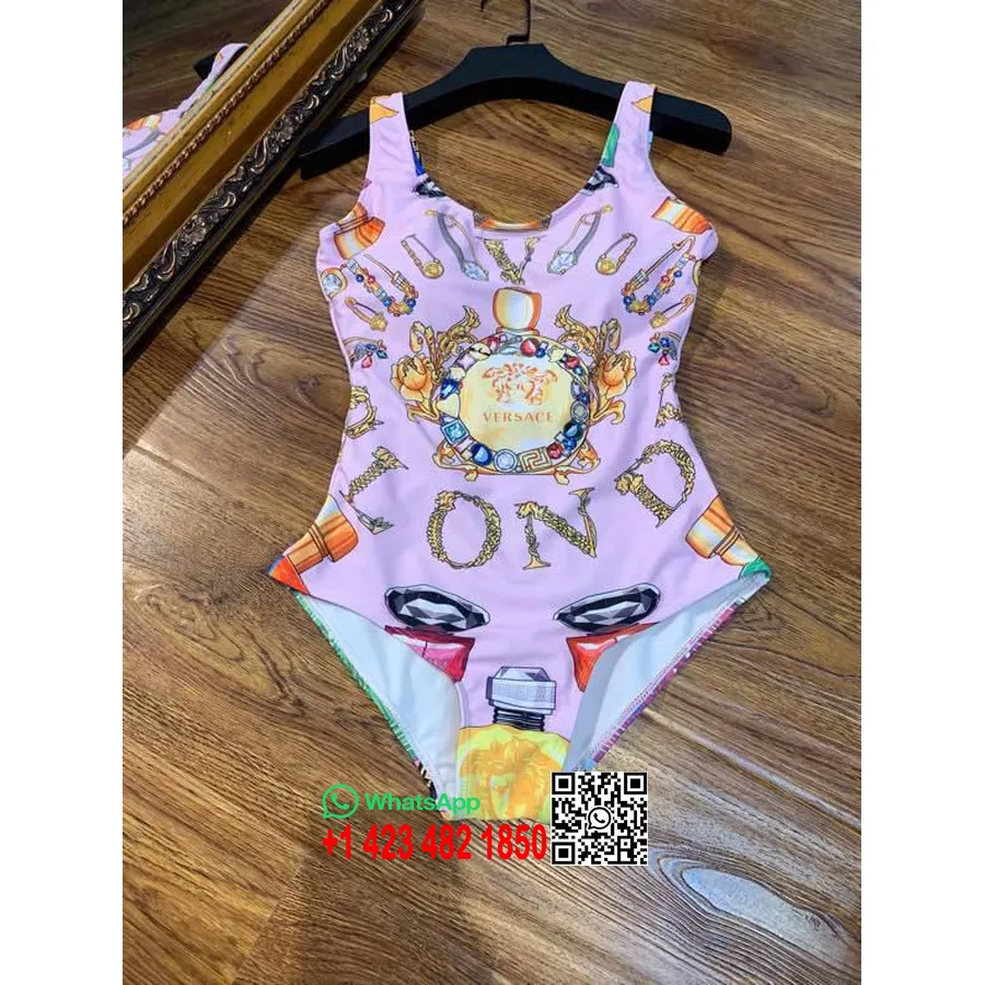 Costum De Baie Bikini Versace O Bucată, Colecția Primăvară/vară 2020, Roz Deschis