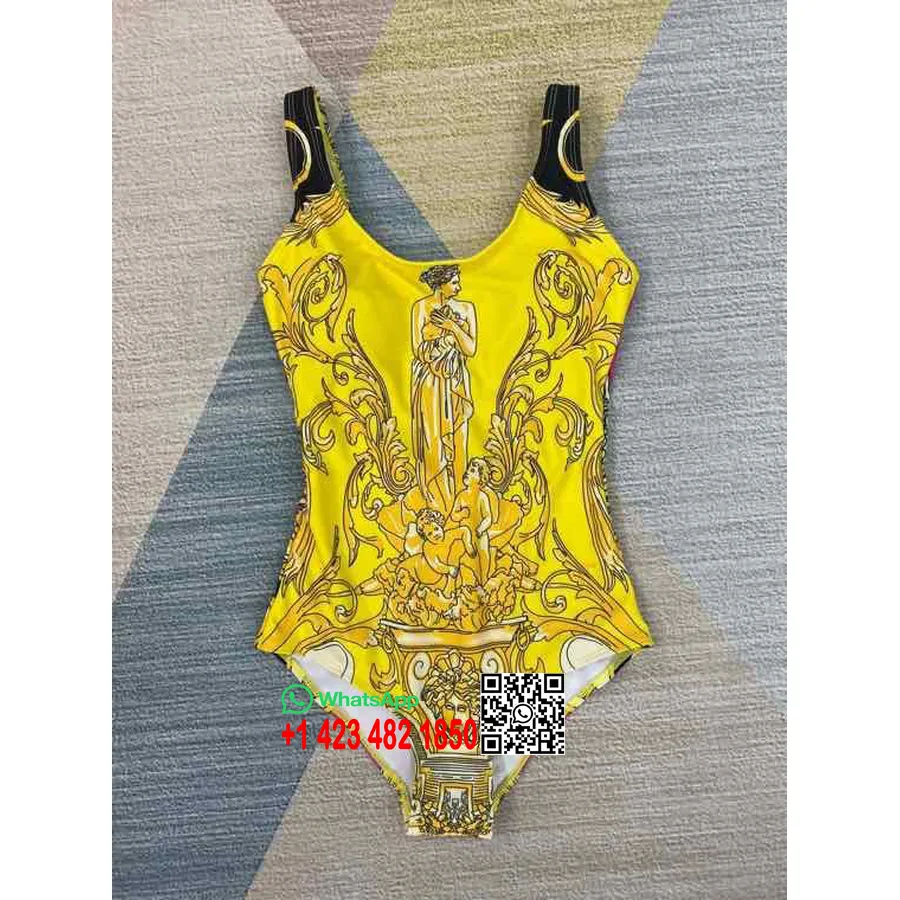 Costum De Baie Bikini Versace O Bucată, Colecția Primăvară/vară 2020, Galben/roz