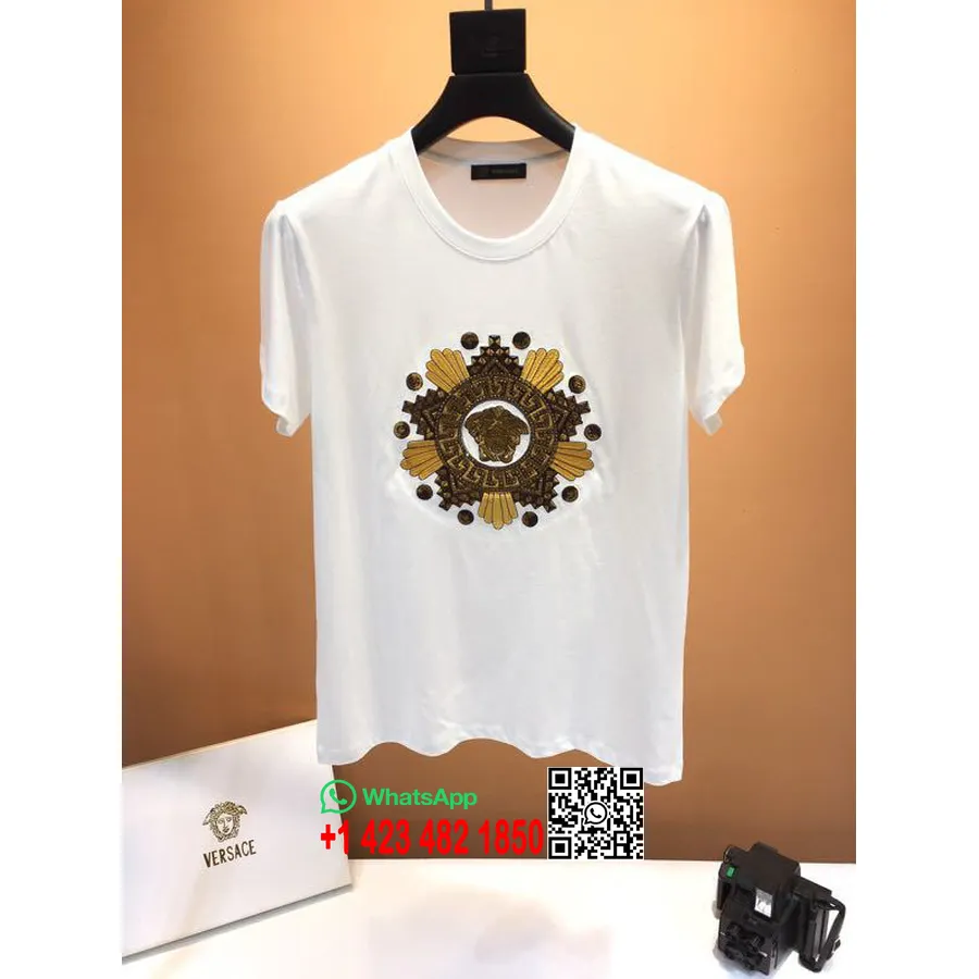 Versace Star μεγάλου μεγέθους βαμβακερό T-shirt συλλογή άνοιξη/καλοκαίρι 2020, λευκό