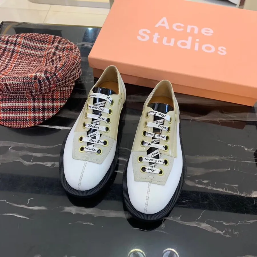 Acne Studios Lace Up Platform Creepers δερμάτινη συλλογή από δέρμα μοσχαριού φθινόπωρο/χειμώνας 2019, υπόλευκο