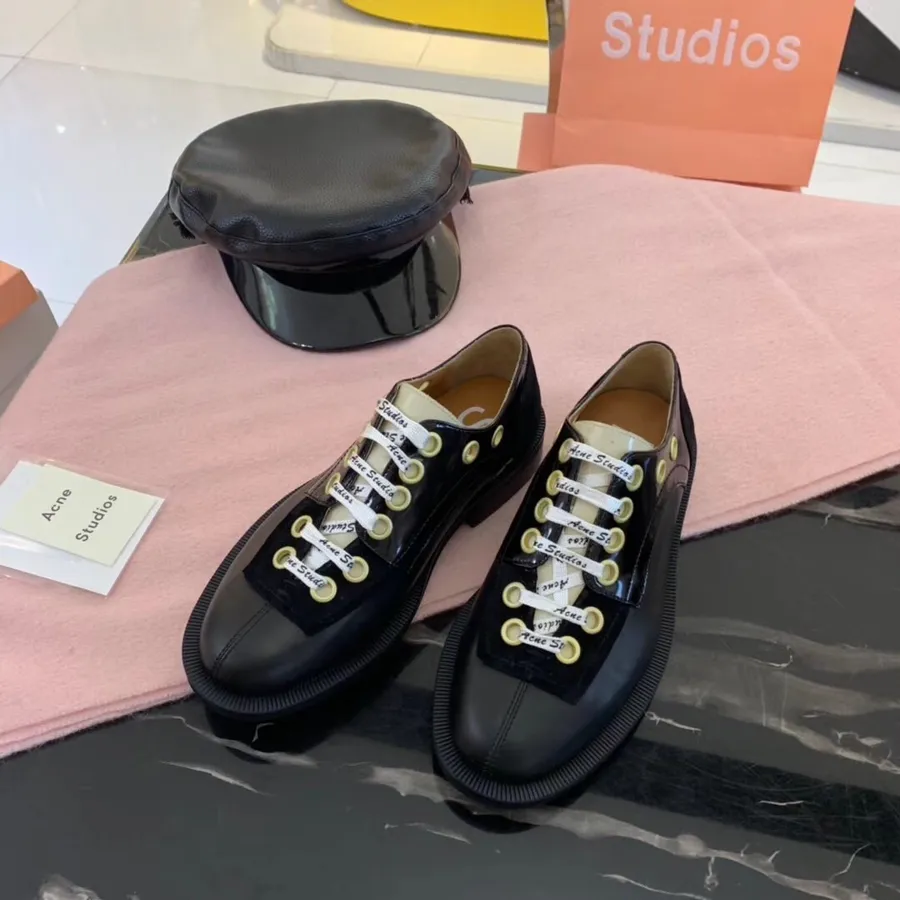 Acne Studios Lace Up Platform Creepers Kalveskind Læder Efterår/vinter 2019 Kollektion, Sort