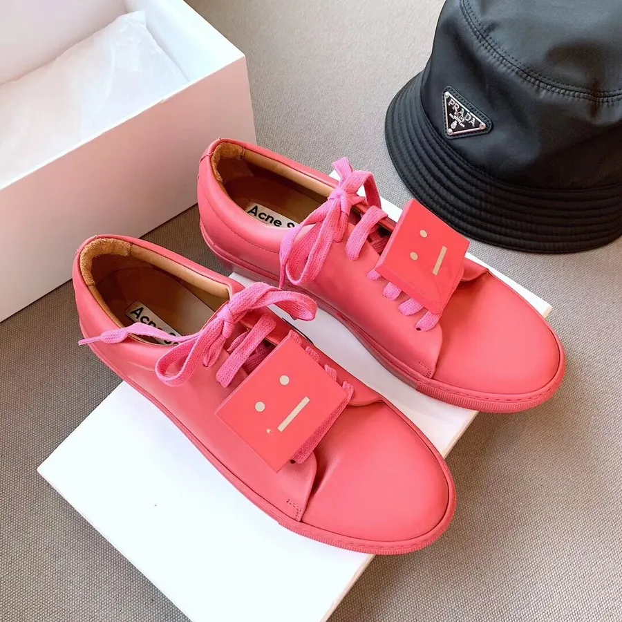 Acne Studios Adriana Turnup Sneakers Calfskin Leather Spring/Summer 2019 Collection, Hot Pink